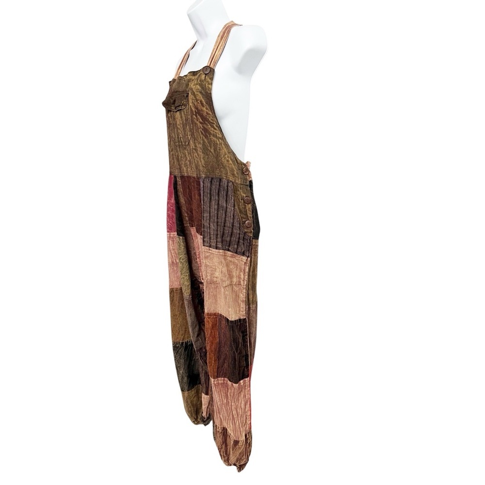 Bohemian Hippy Patchwork Jumpsuit Nepal Multi Fabric Harem Pant Baggy Fit Large - Picture 4 of 8
